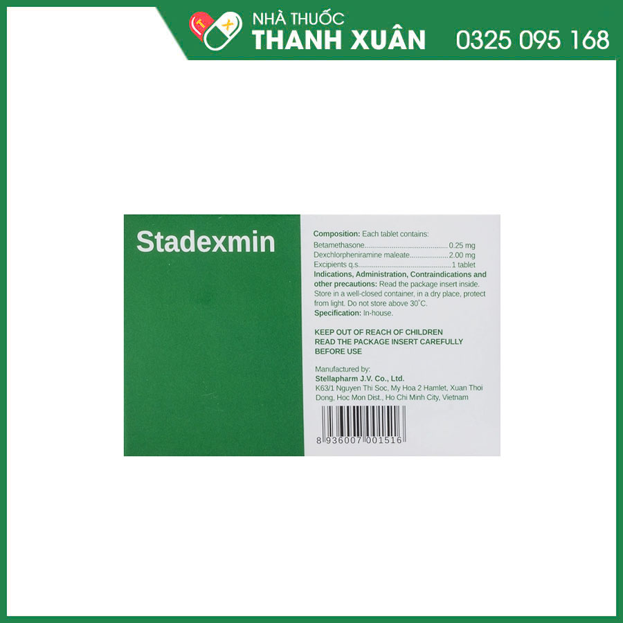 Stadexmin thuốc điều trị các trường hợp phức tạp ở đường hô hấp, dị ứng da và mắt